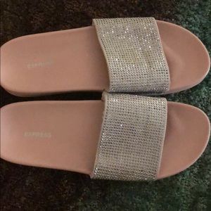 Rose gold slide on sandals